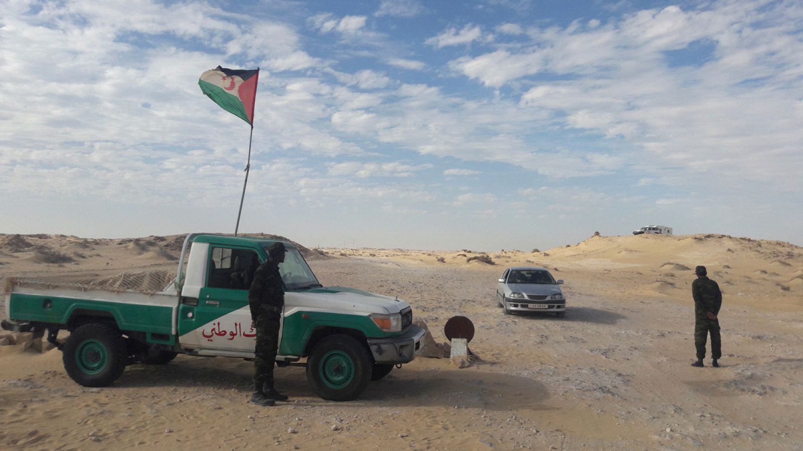 Puesto de control militar del Frente Polisario en Guerguerat, la frontera sur del Sáhara Occidental con Mauritania