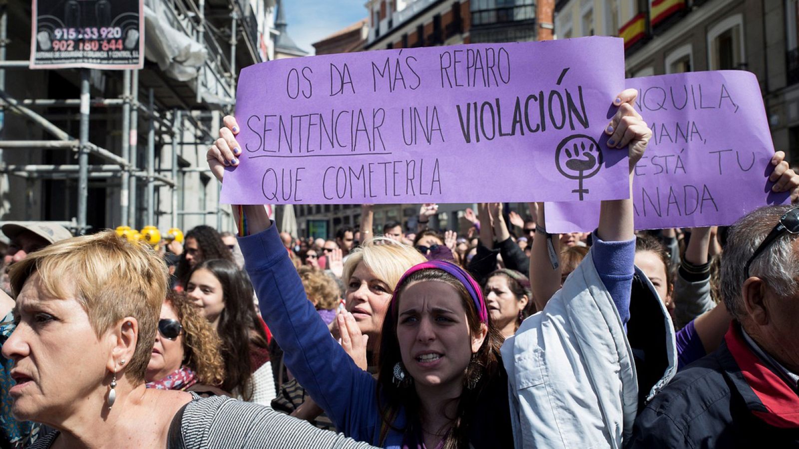 Concentración feminista contra el fallo judicial de La Manada en Madrid
