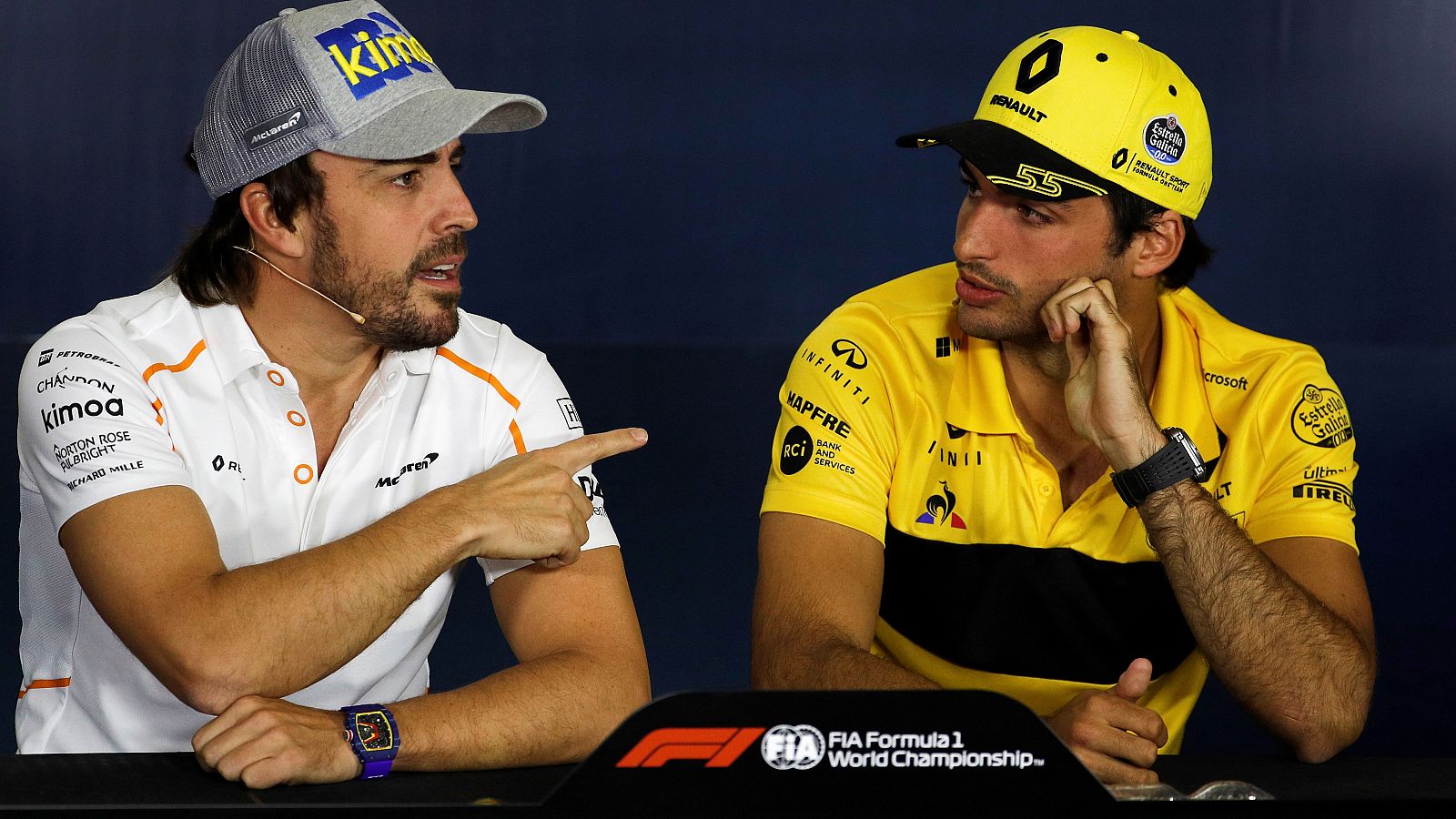 Rueda de prensa de Fernando Alonso y Carlos Sainz durante el Gran Premio de España