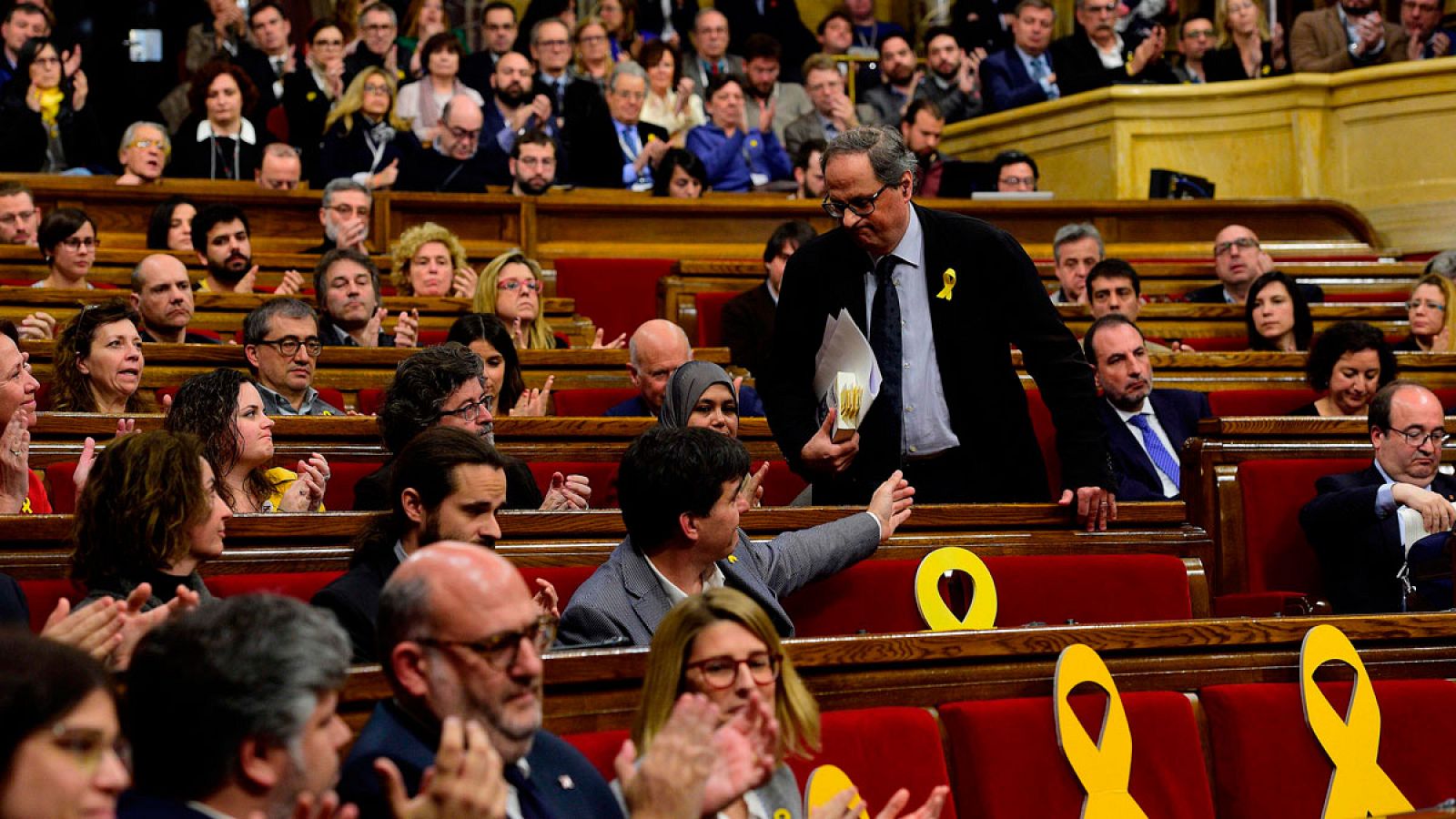 Quim Torra en una sesión del Parlamento catalán el pasado 24 de marzo de 2018.