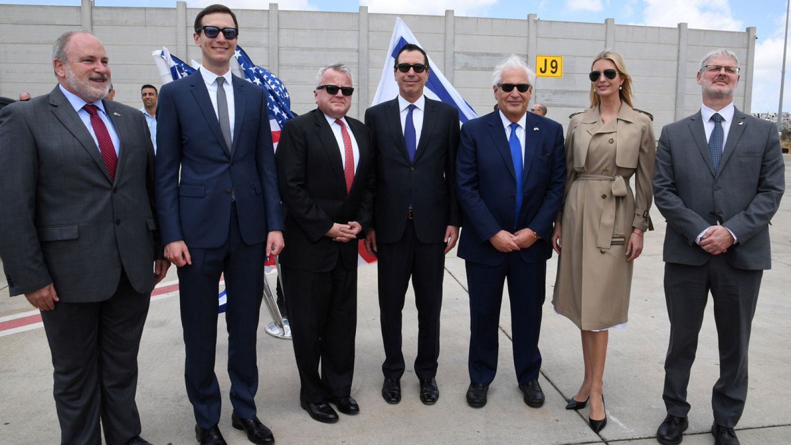 La delegación estadounidense con Ivanka Trump en el aeropuerto Ben Gurion