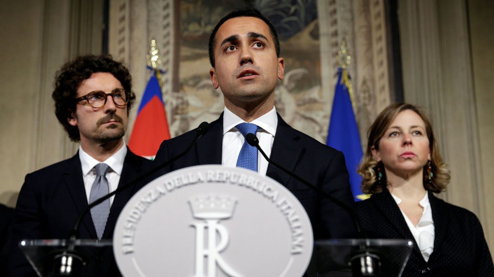 Luigi Di Maio, líder del M5S durante la rueda de prensa en Roma