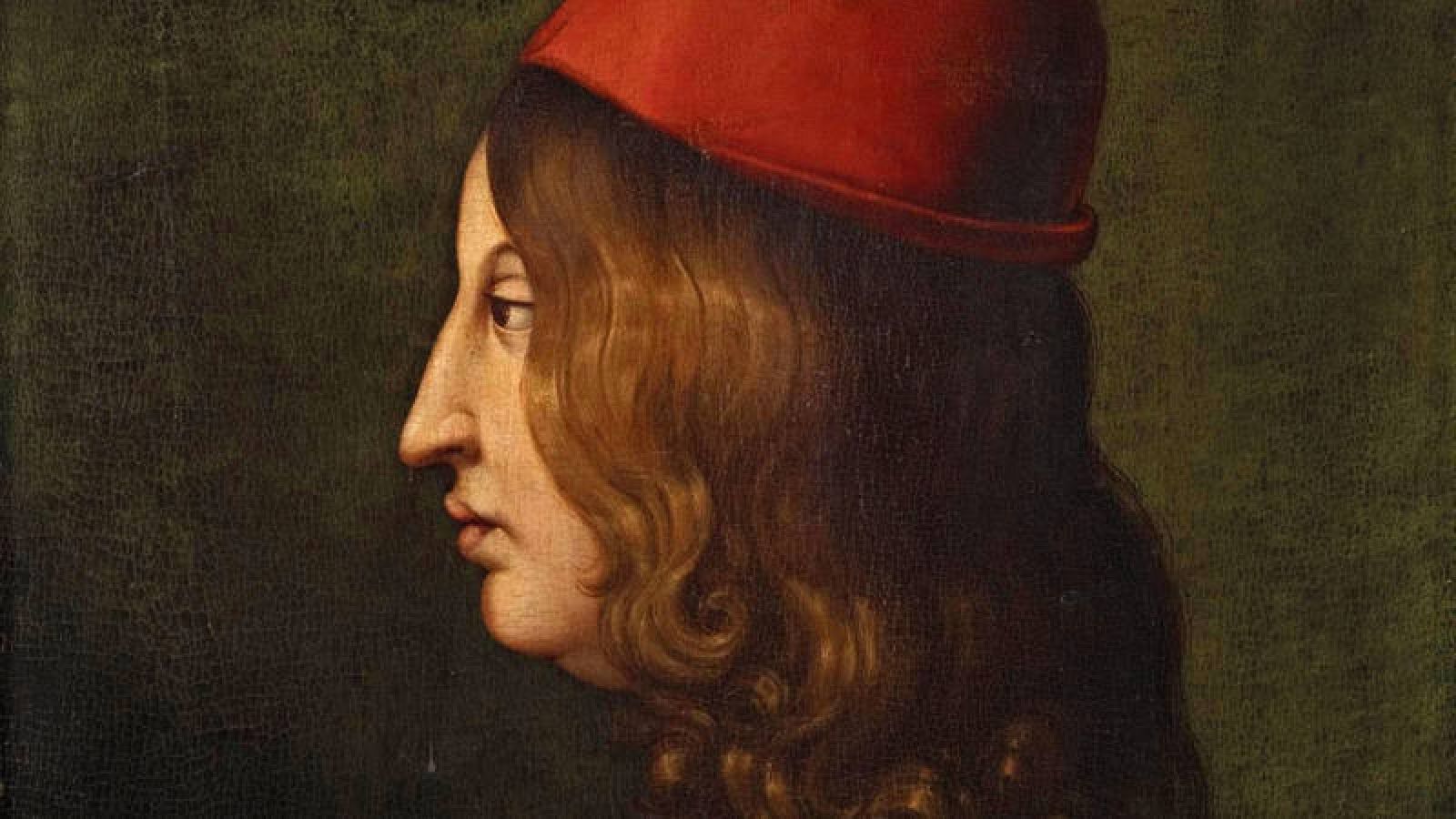 Pico della Mirandola, retrato atribuido a Cristofano dell'Altissimo (Florencia, Galería Uffizi).