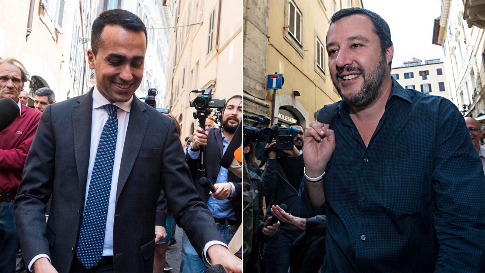Los líderes del Movimiento Cinco Estrellas, Luigi di Maio, y de La Liga, Matteo Salvini