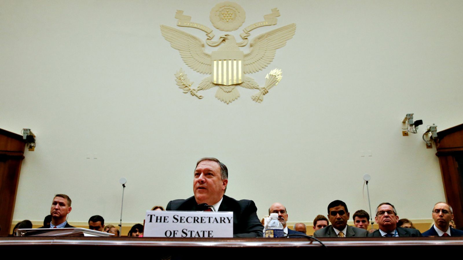 El secretario de Estado estadounidense, Mike Pompeo, en su comparecencia ante la Cámara de Representantes