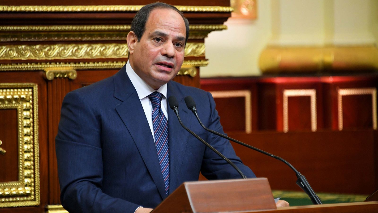 El presidente egipcio, Abdelfatah Al Sisi durante su investidura