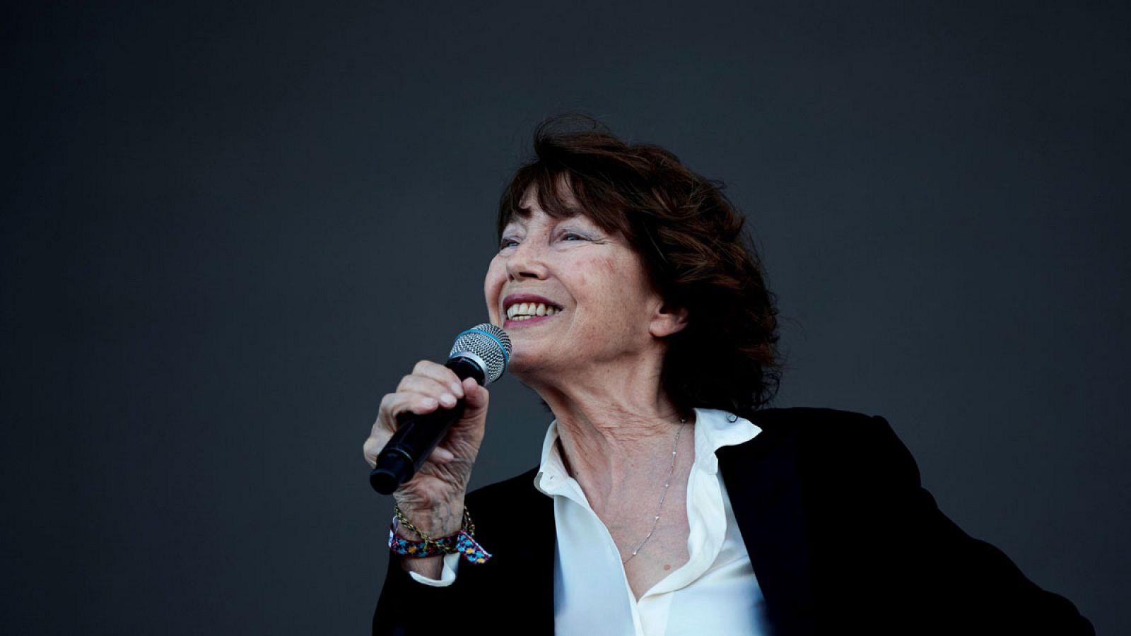 La actriz y cantante británica Jane Birkin durante el concierto que ha ofrecido en la cuarta jornada del festival de música Primavera Sound 2018.