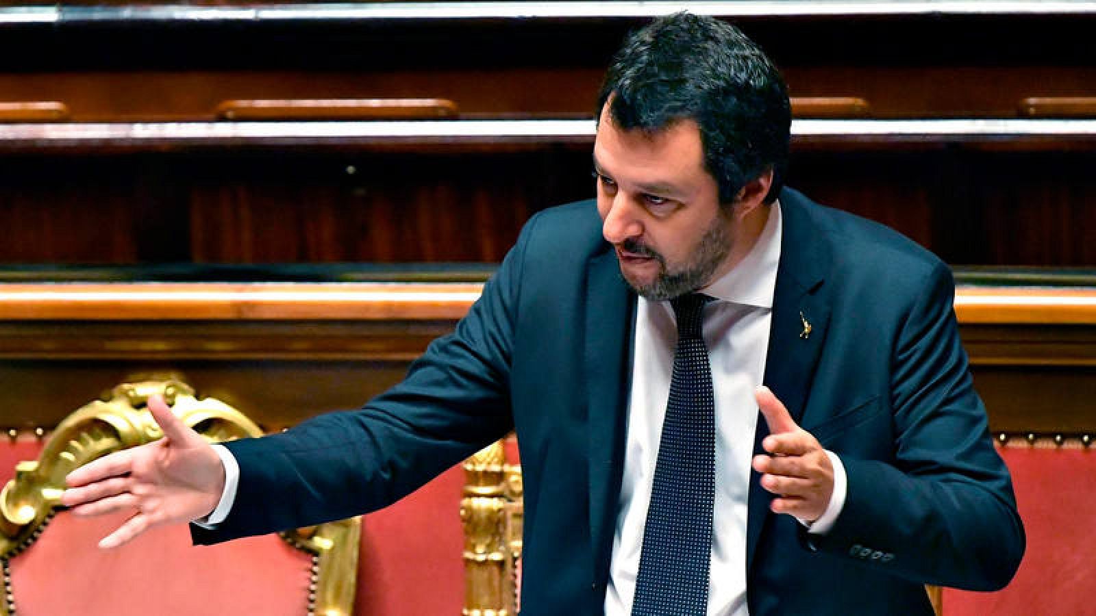 El vicepresidente y ministro de Interior de Italia, Matteo Salvini, habla sobre el Aquarius en el Senado