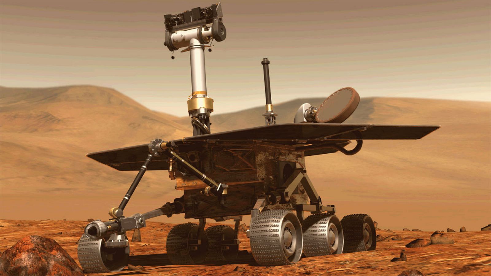 Representación del rover Opportunity, en Marte.