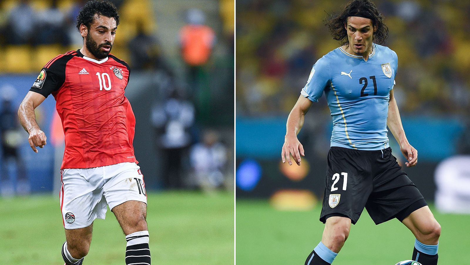 El egipcio Salah y el uruguayo Cavani, duelo de delanteros en el Egipto - Uruguay.