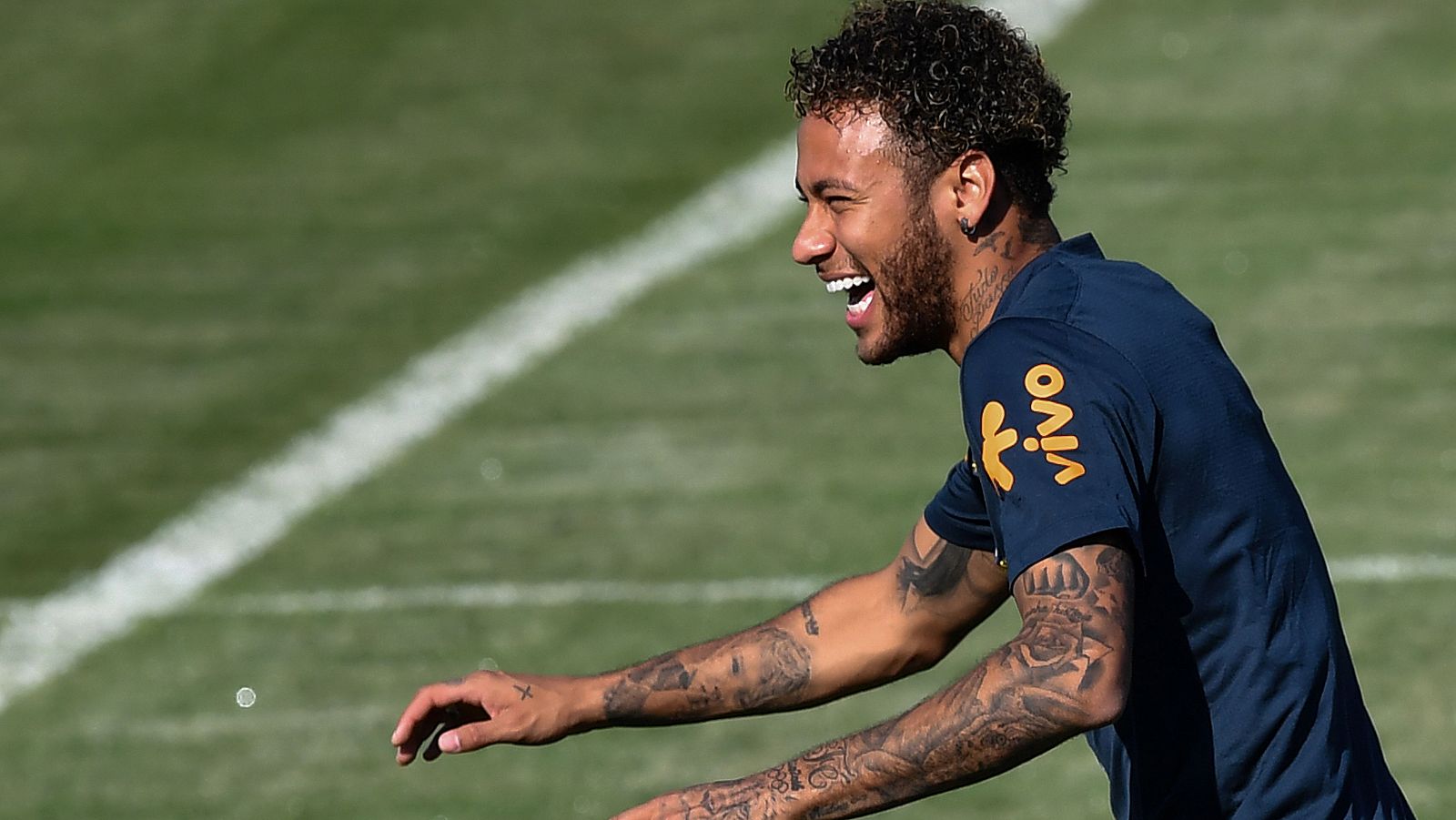Neymar, en un entrenamiento con Brasil.