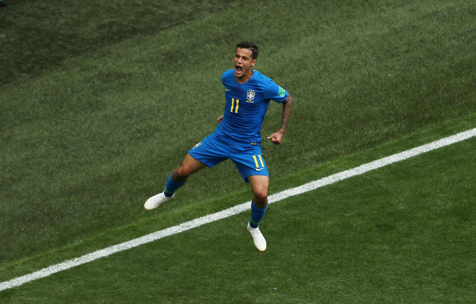 Coutinho celebra el gol de Brasil