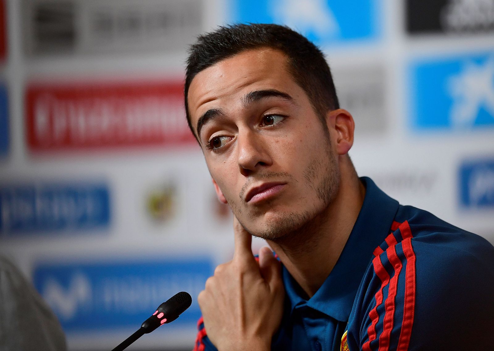 Lucas Vázquez durante la rueda de prensa en Krasnodar.