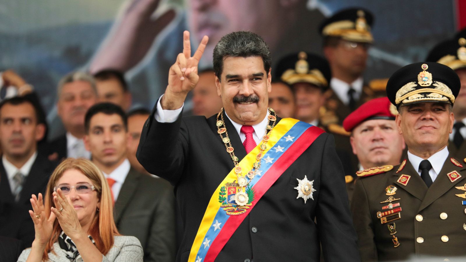 El presidente venezolano, Nicolás Maduro, durante un desfile militar el domingo