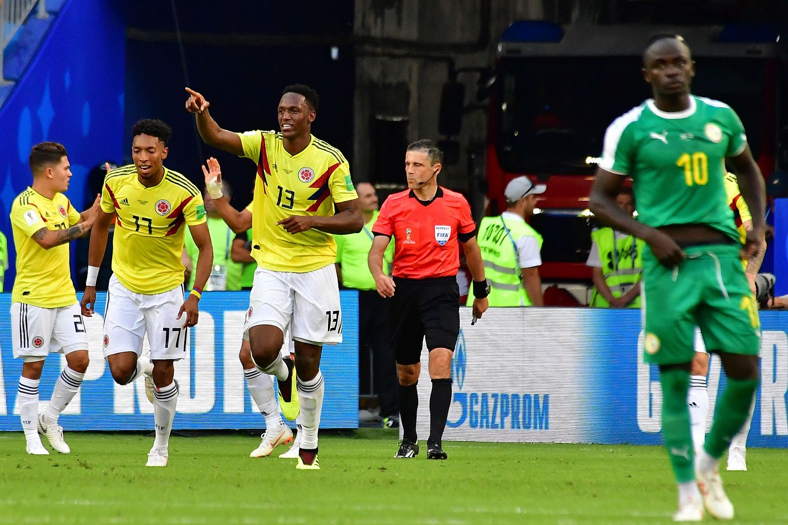 Mina celebra su gol ante Senegal