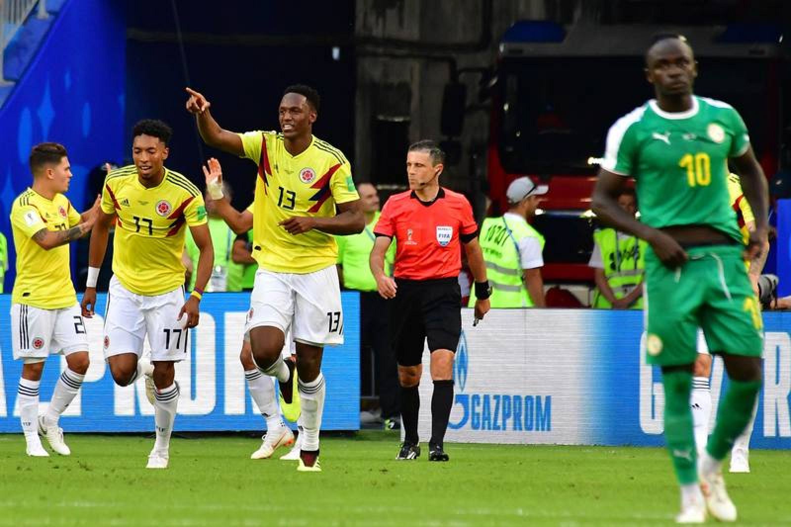 Mina celebra su gol ante Senegal 