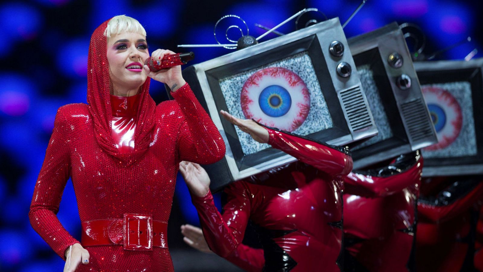 La cantante estadounidense Katy Perry durante el concierto que ofreció el jueves 28 de junio de 2018 en el Palau Sant Jordi de Barcelona.