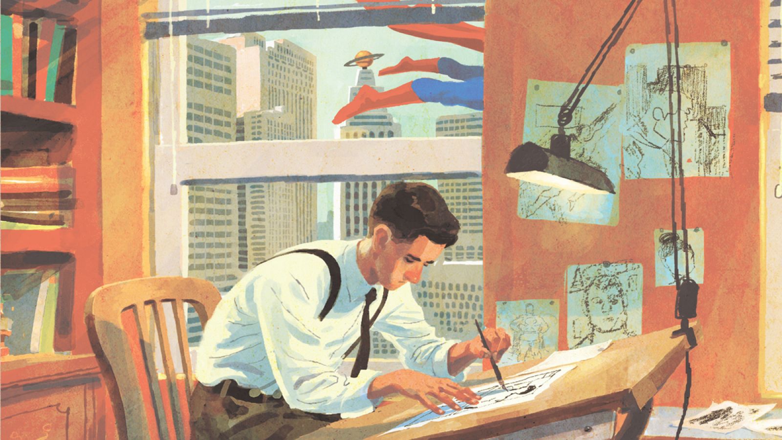 Detalle de la portada de 'Joe Shuster. Una historia a la sombra de Superman'