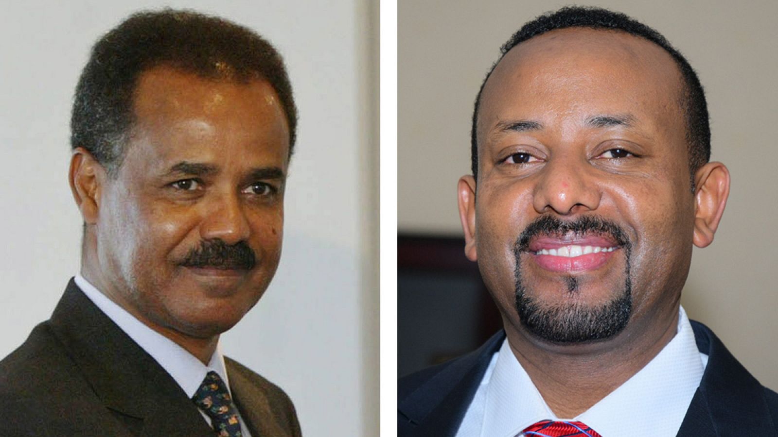 Fotomontaje del presidente eritreo, Isaias Afewerki, junto al primer ministro de Etiopía, Abiy Ahmed