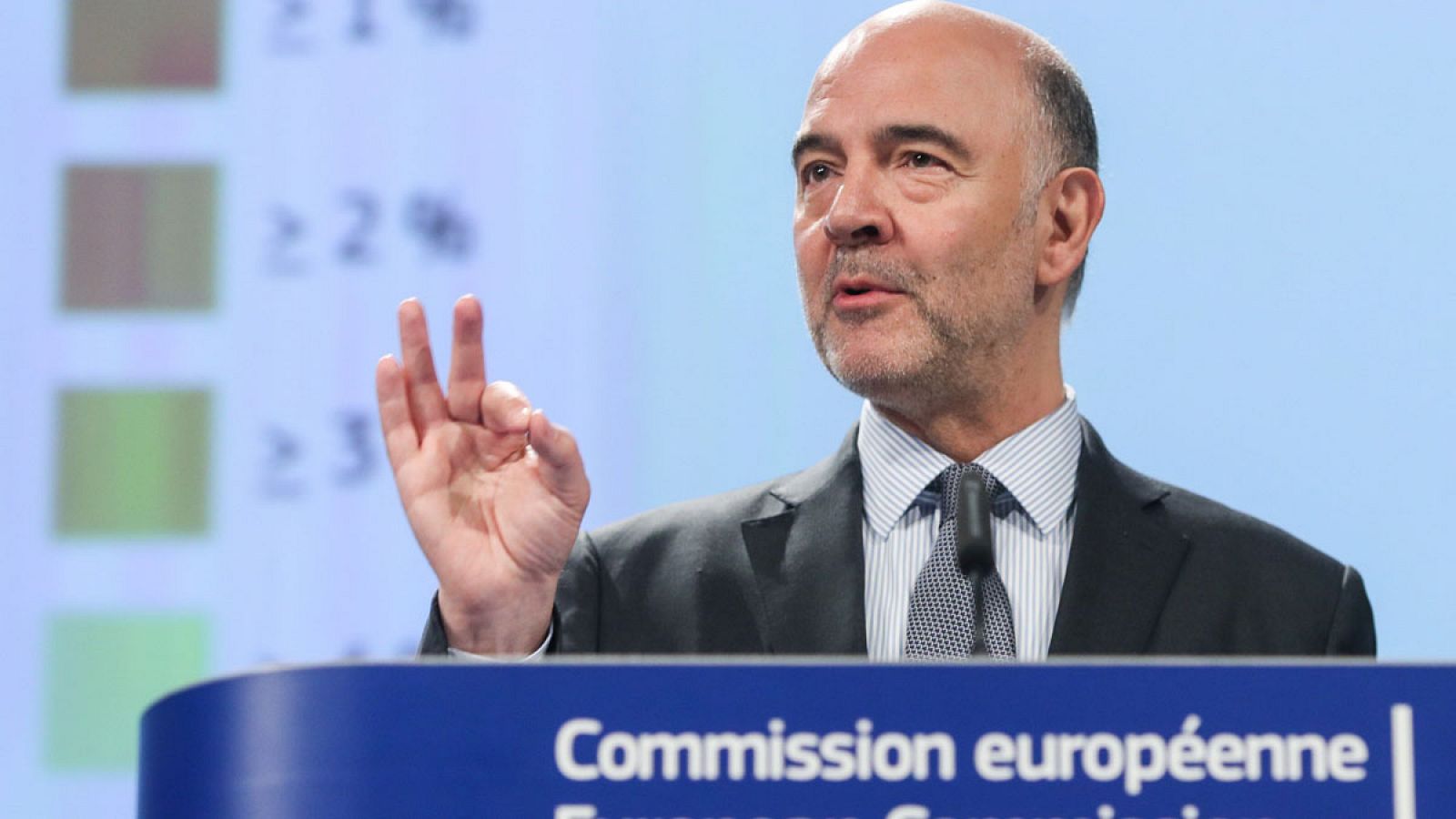 El comisario europeo de Asuntos Económicos, Pierre Moscovici, durante la rueda de prensa sobre perspectivas económicas de verano