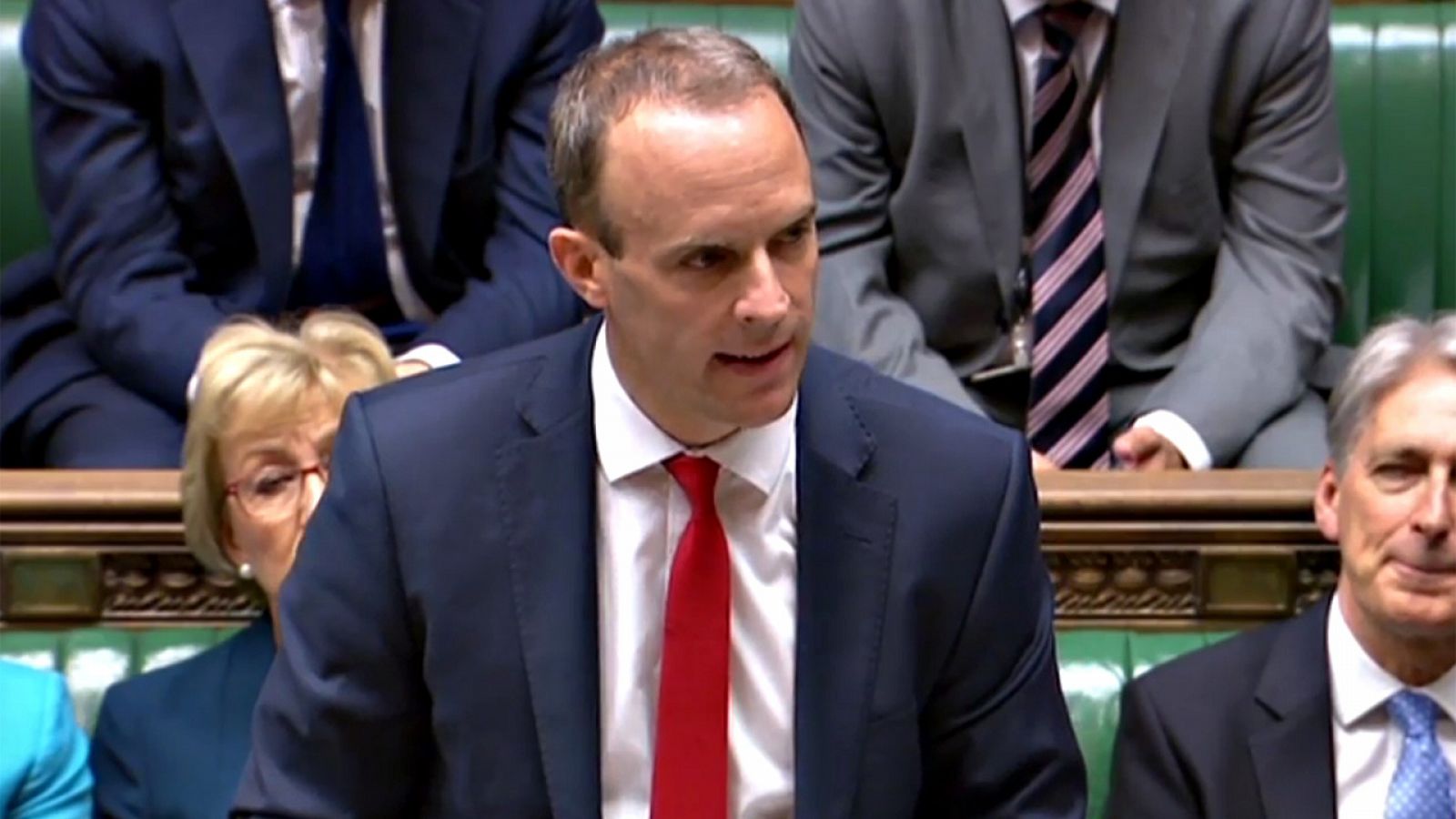 El nuevo ministro británico para el 'Brexit', Dominic Raab, en la Cámara de los Comunes