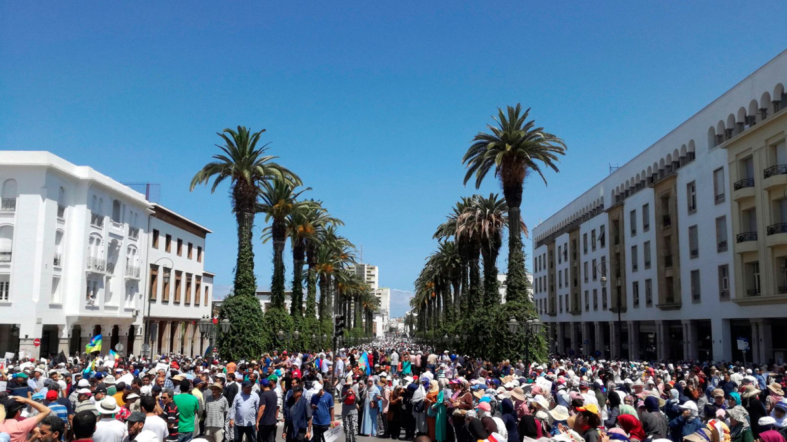 Manifestación en Rabat, la capital de Marruecos.