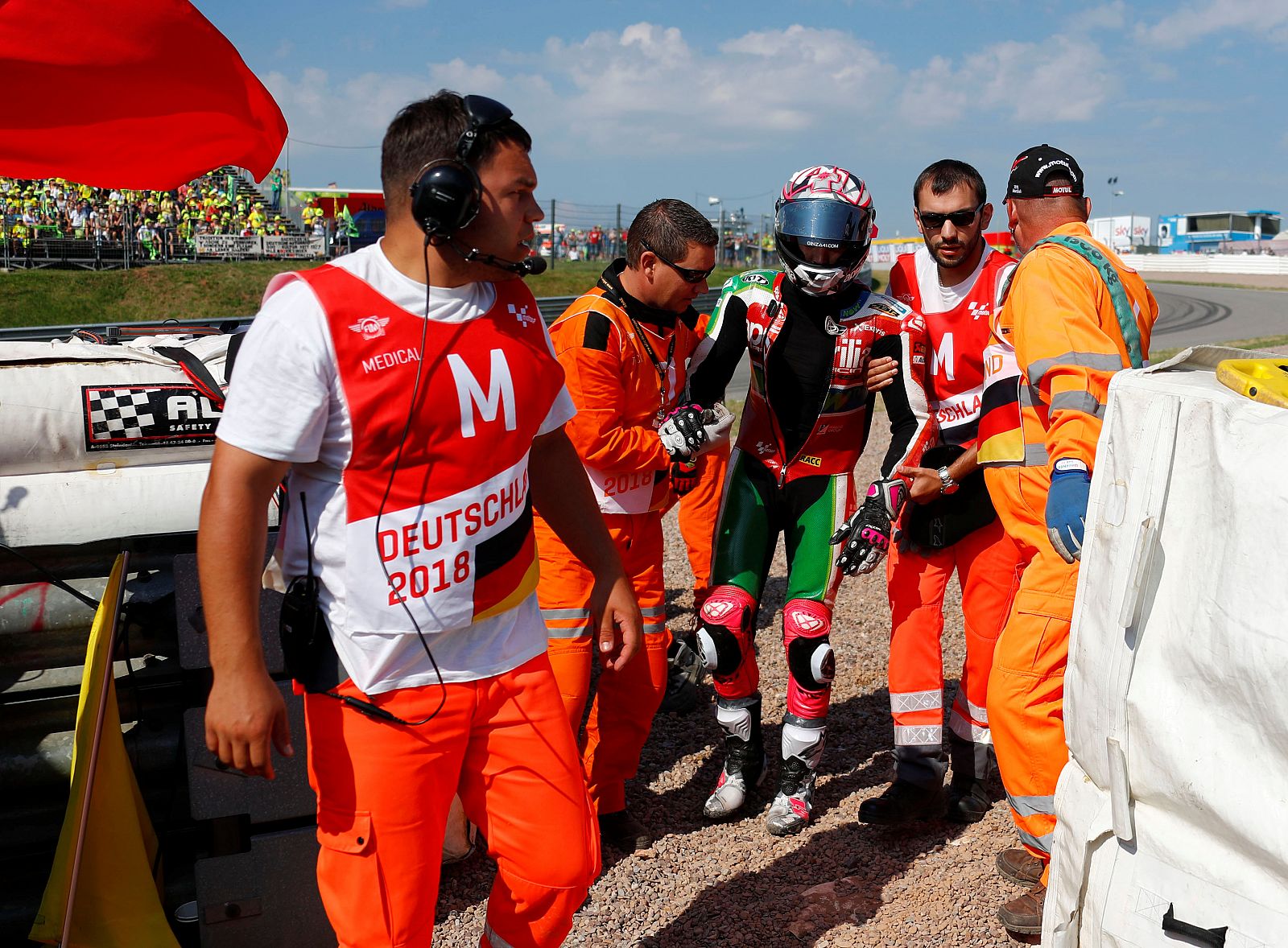 Aleix Espargaró tras su dura caída en el GP de Alemania, el pasado fin de semana.