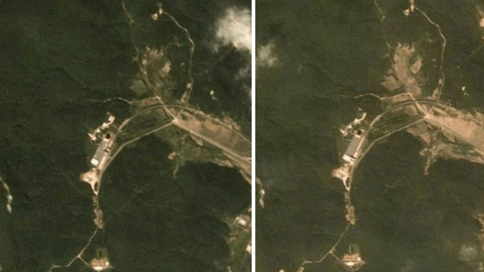 Vista de la base de Sohae el 22 de junio (izquierda) y el 20 de julio (derecha).