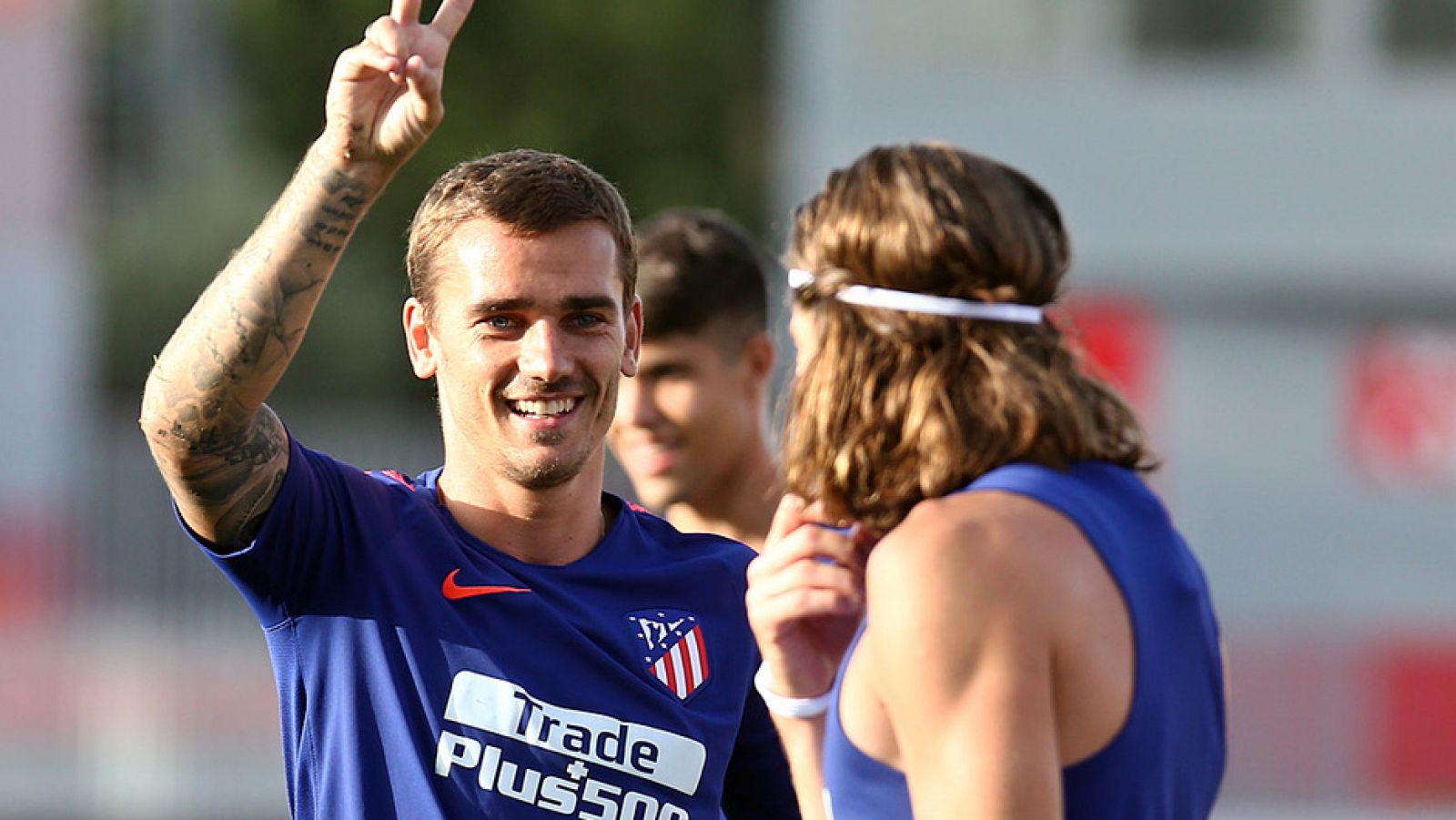 El francés Antoine Griezmann, en un entrenamiento del Atlético.