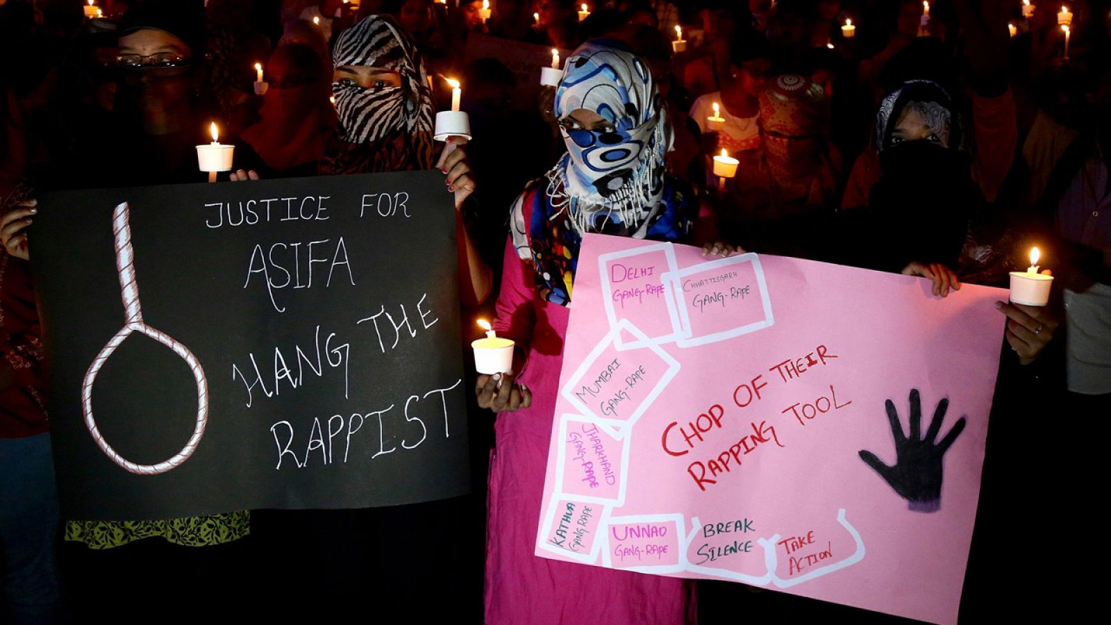 Protestas en el estado indio de Karnataka contra la violación de una menor en abril.