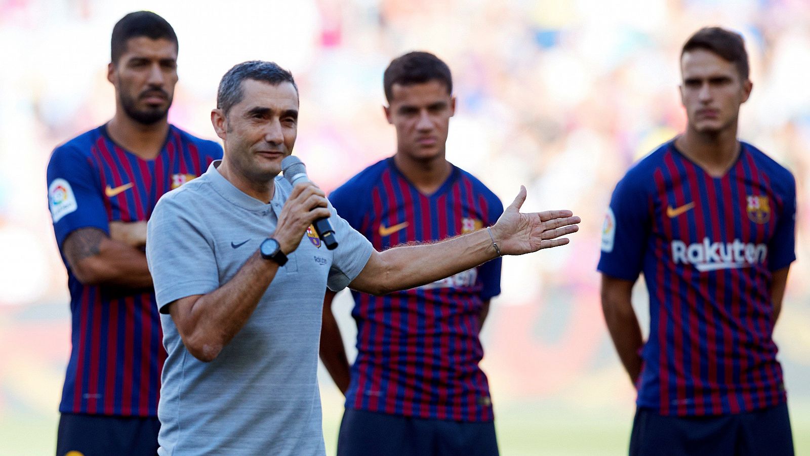 El entrenador del FC Barcelona, Ernesto Valverde, el día de la presentación del equipo.