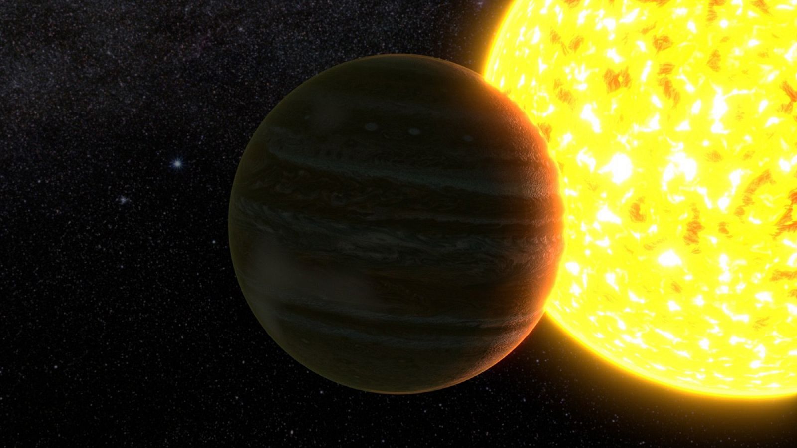 Ilustración artística cedida por el astrónomo de la Universidad de Chile Ricardo Ramírez del descubrimiento de dos nuevos planetas gigantes