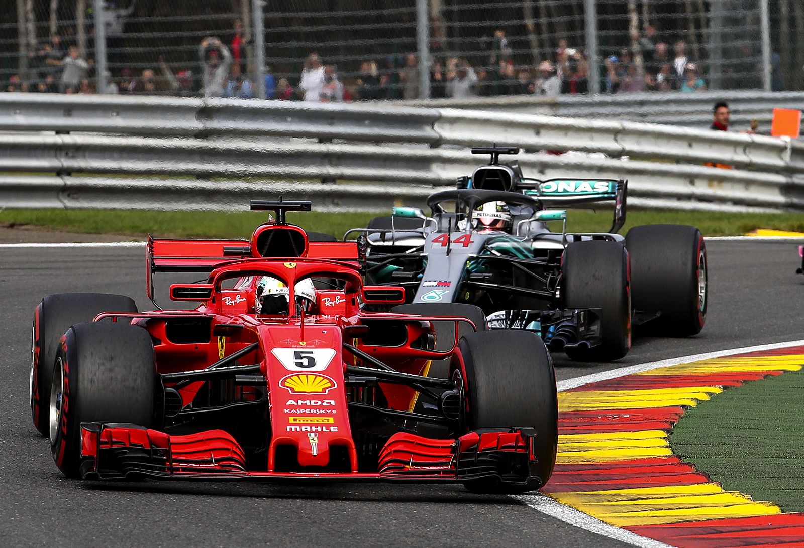 Imagen del piloto alemán Sebastian Vettel durante el GP de Bélgica.