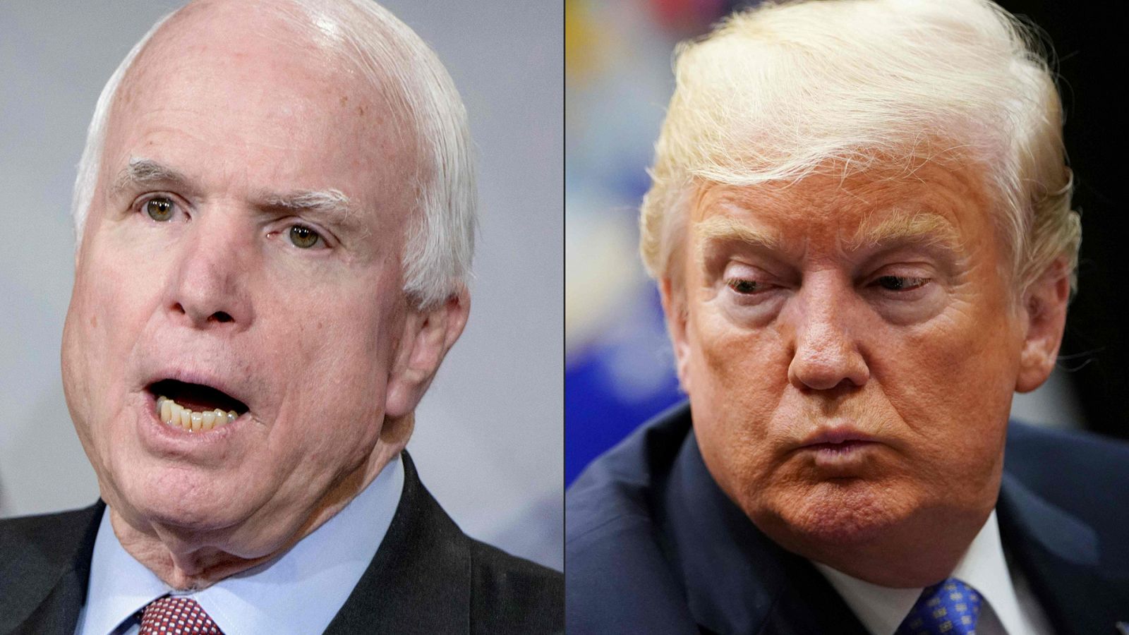 El fallecido senador John McCain y el presidente de EE.UU., Donald Trump