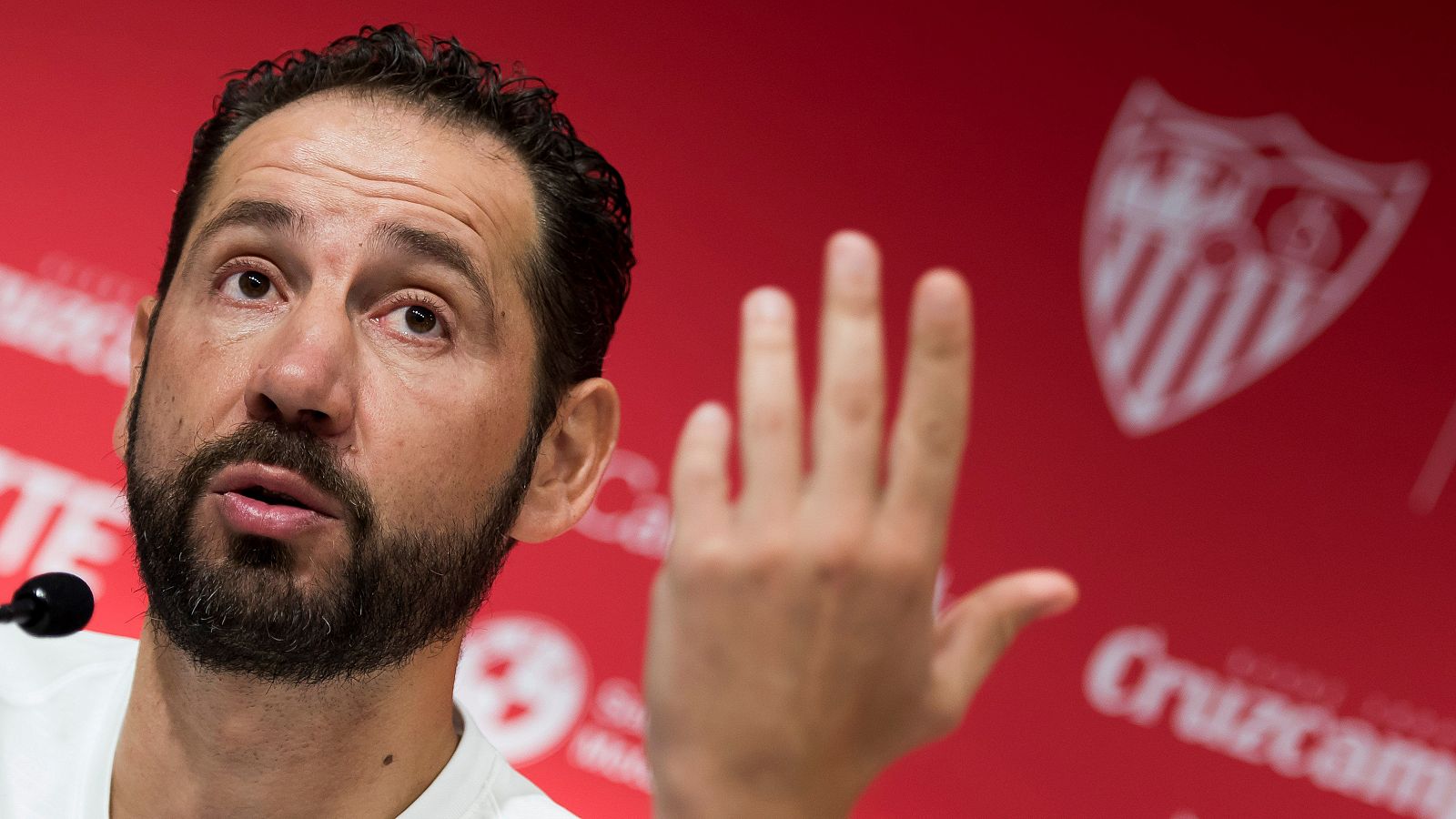 El entrenador del Sevilla FC, Pablo Machín, durante la rueda de prensa.