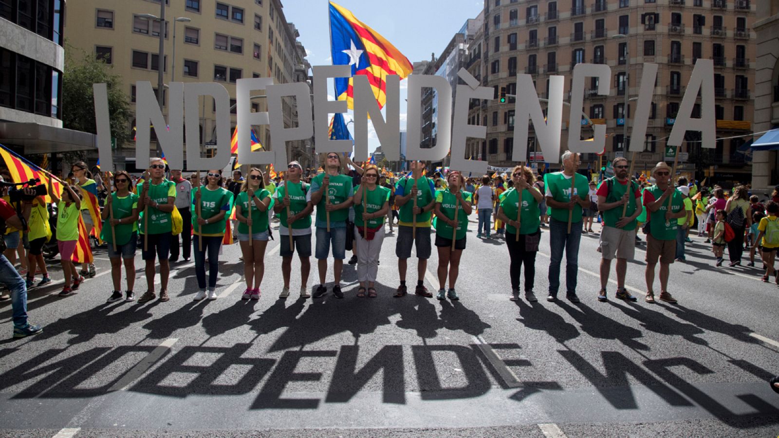 Manifestantes de la ANC en la Diada de 2017