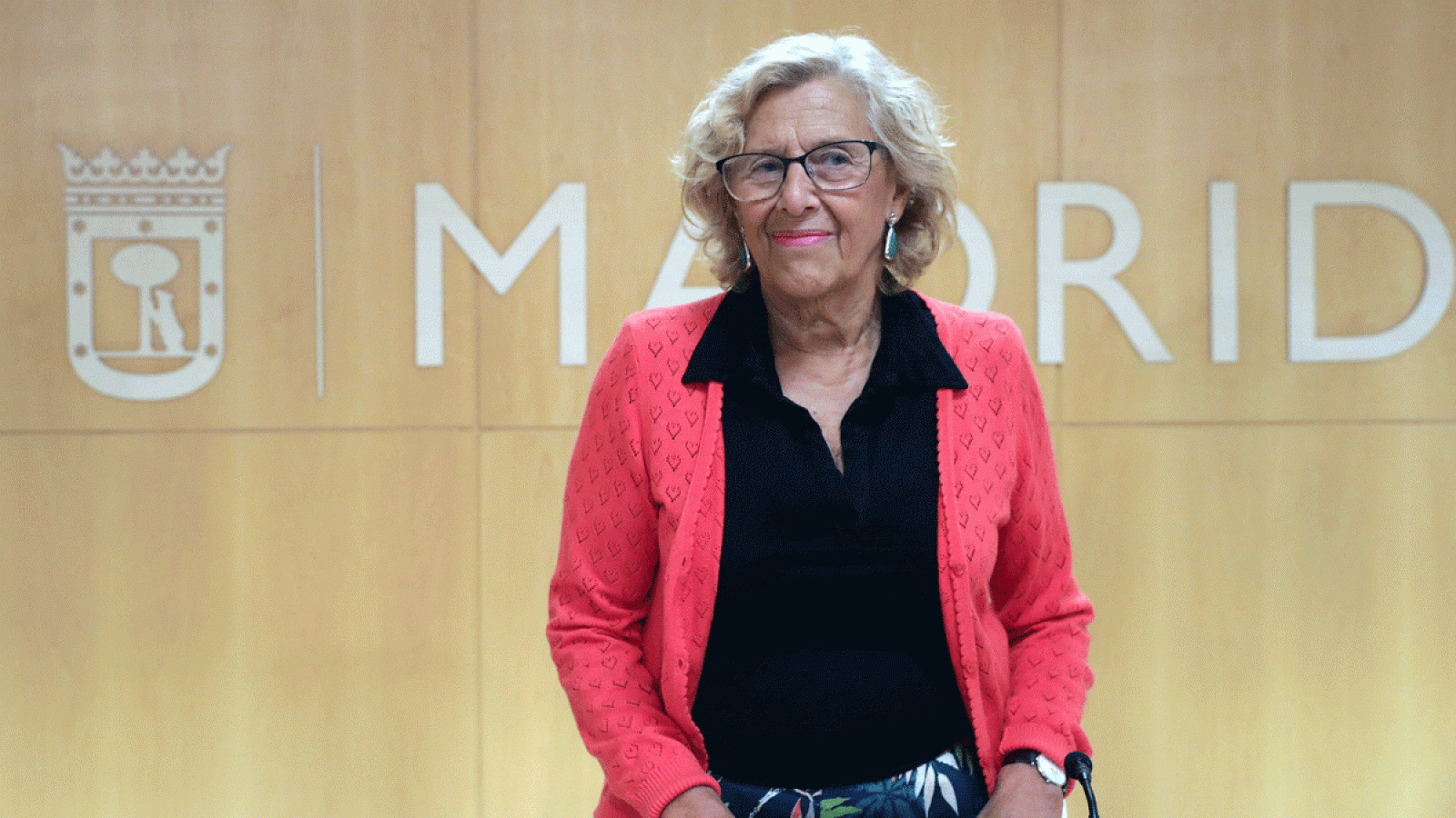 La alcaldesa de Madrid durante una rueda de prensa en el Palacio de Cibeles