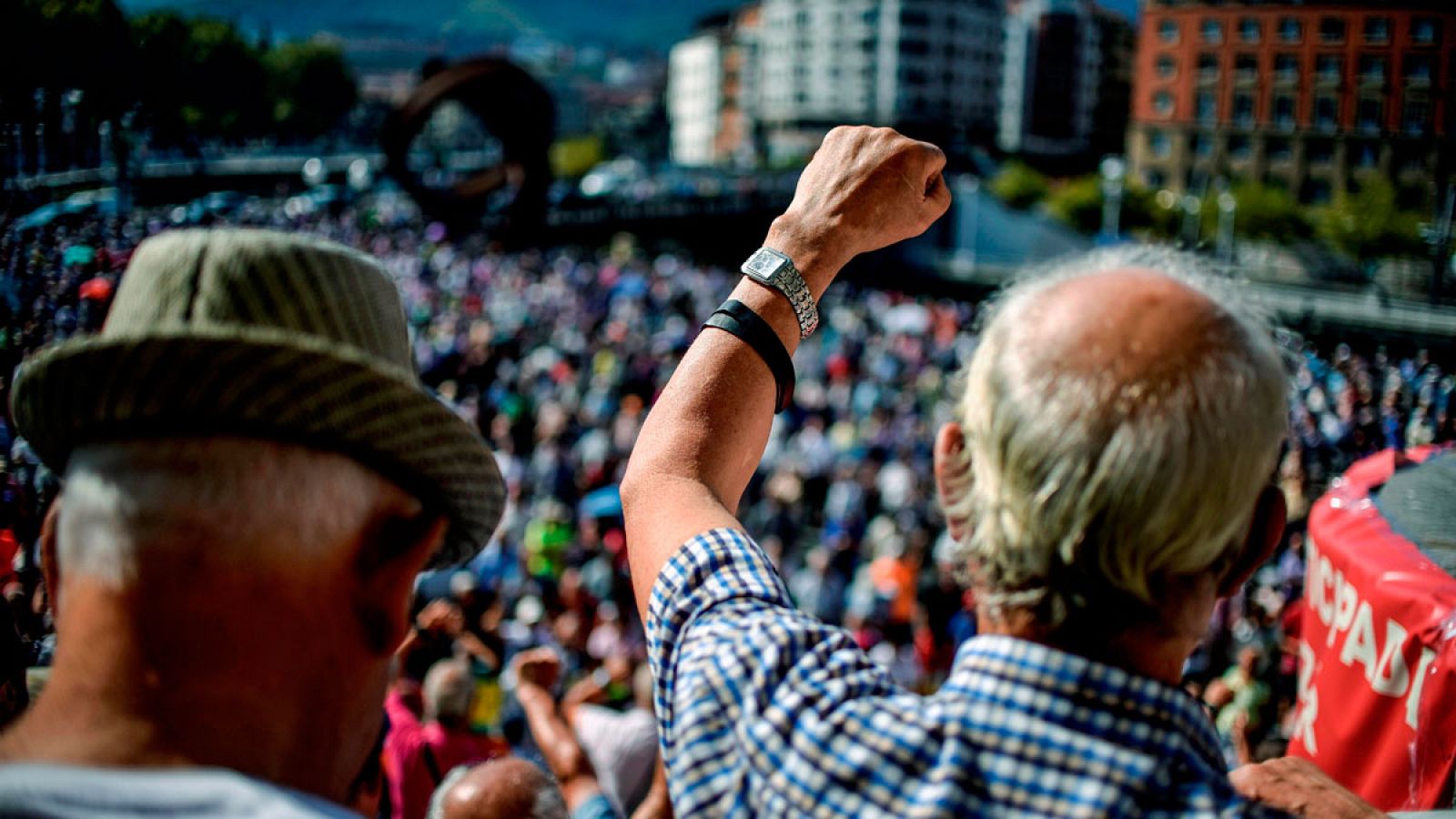 Imagen de archivo de una protesta de pensionistas en Bilbao