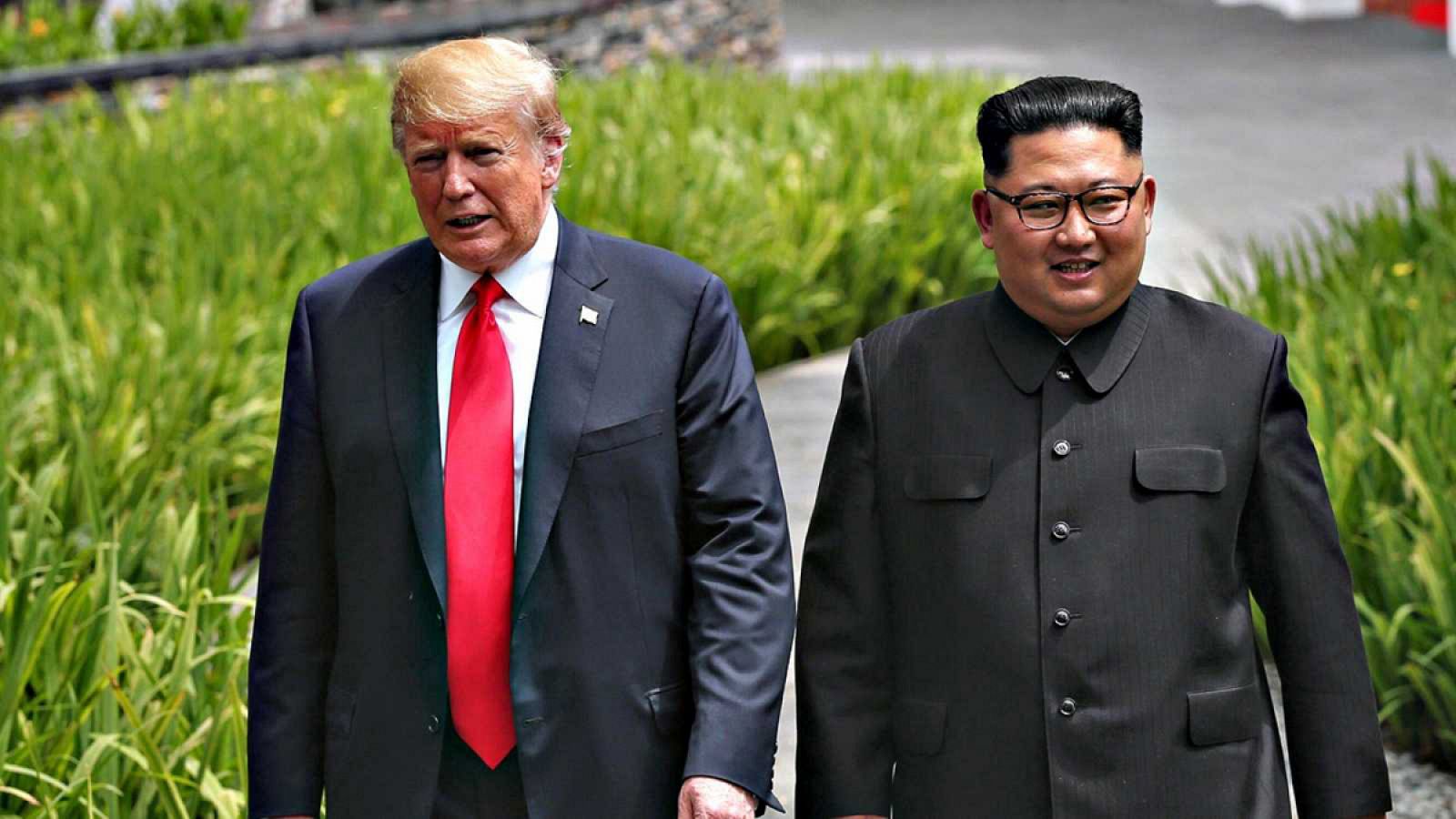 Donald Trump, junto a Kim Jong-un, en la histórica cumbre de Singapur el pasado junio