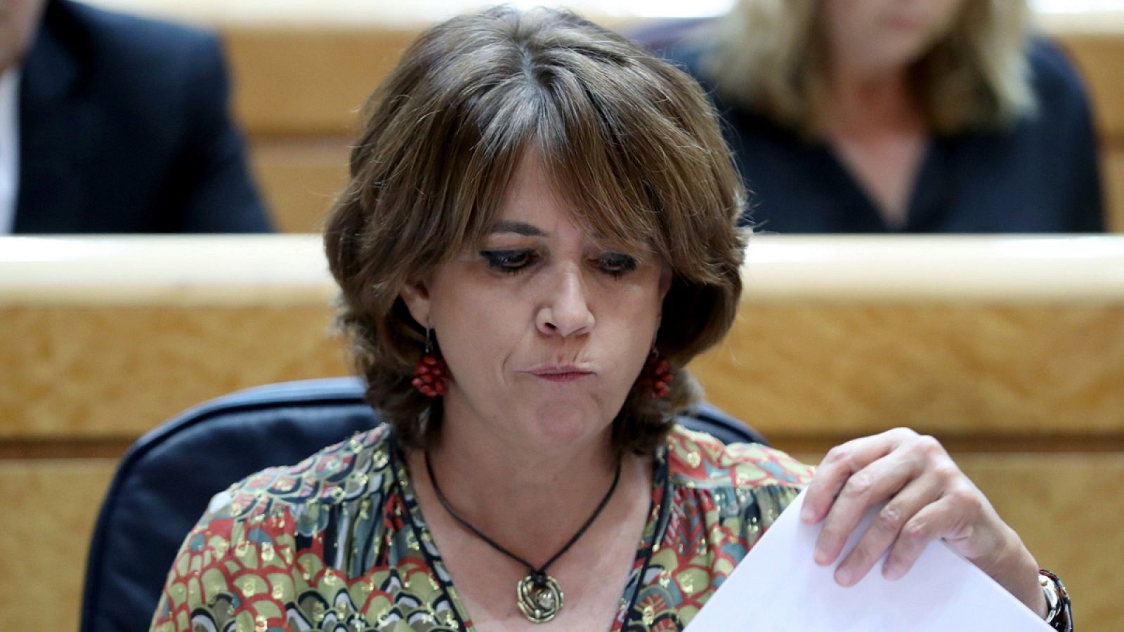 La ministra de Justicia, Dolores Delgado durante la sesión de control al Gobierno en el Pleno del Senado