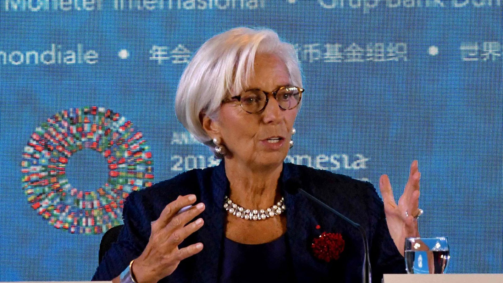 Christine Lagarde, en rueda de prensa en Bali