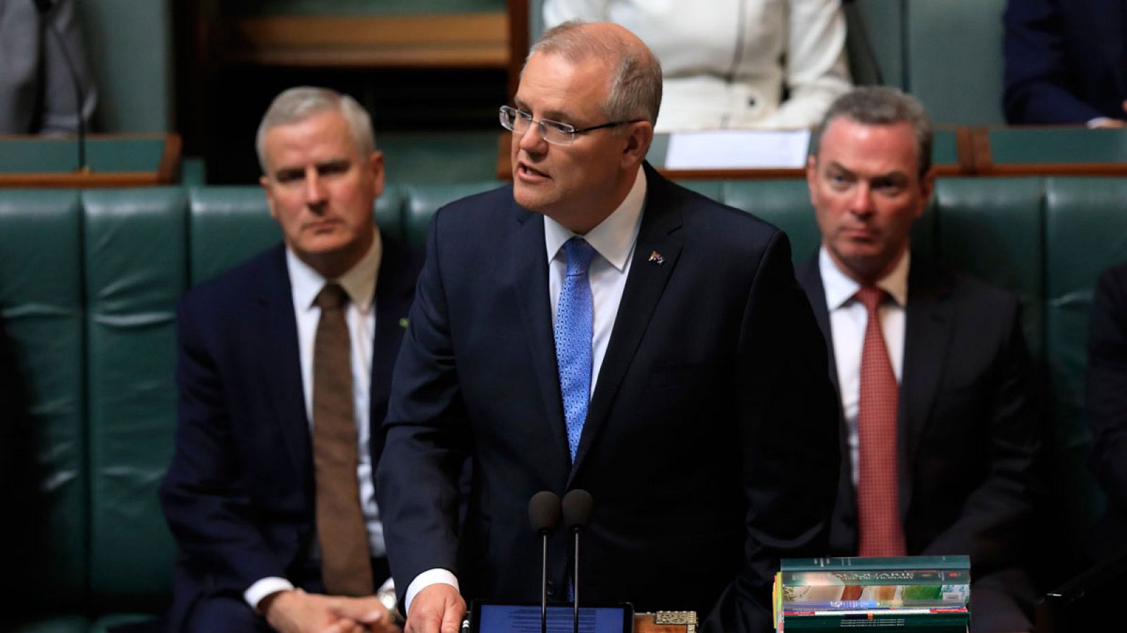 El primer ministro de Australia, Scott Morrison, durante su discurso ante el Parlamento de Camberra