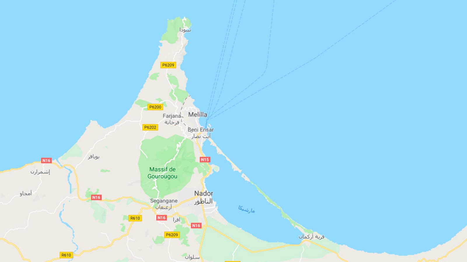 Mapa de la zona donde ha ocurrido el naufragio