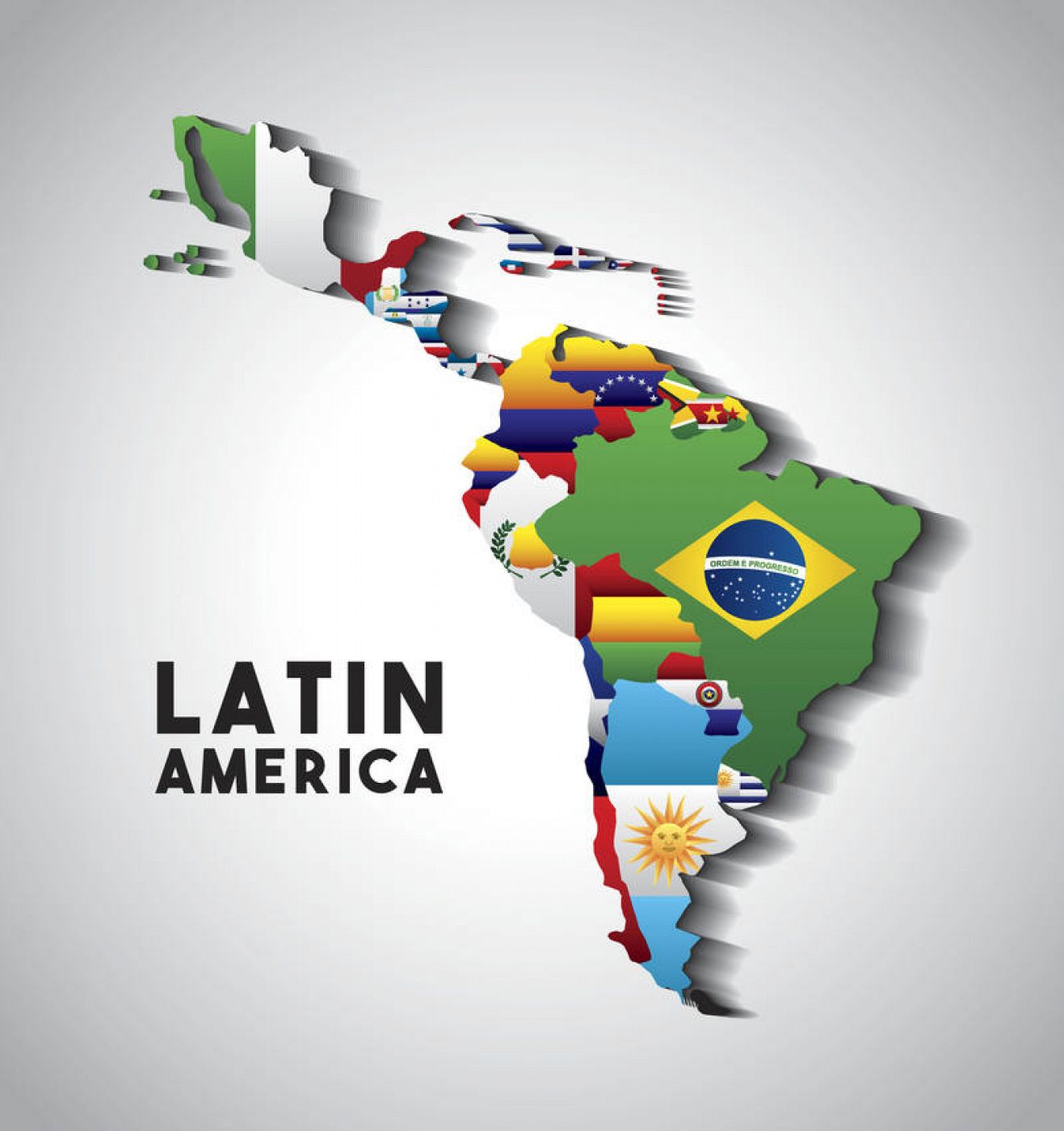 Mapa de Latinoamérica con banderas