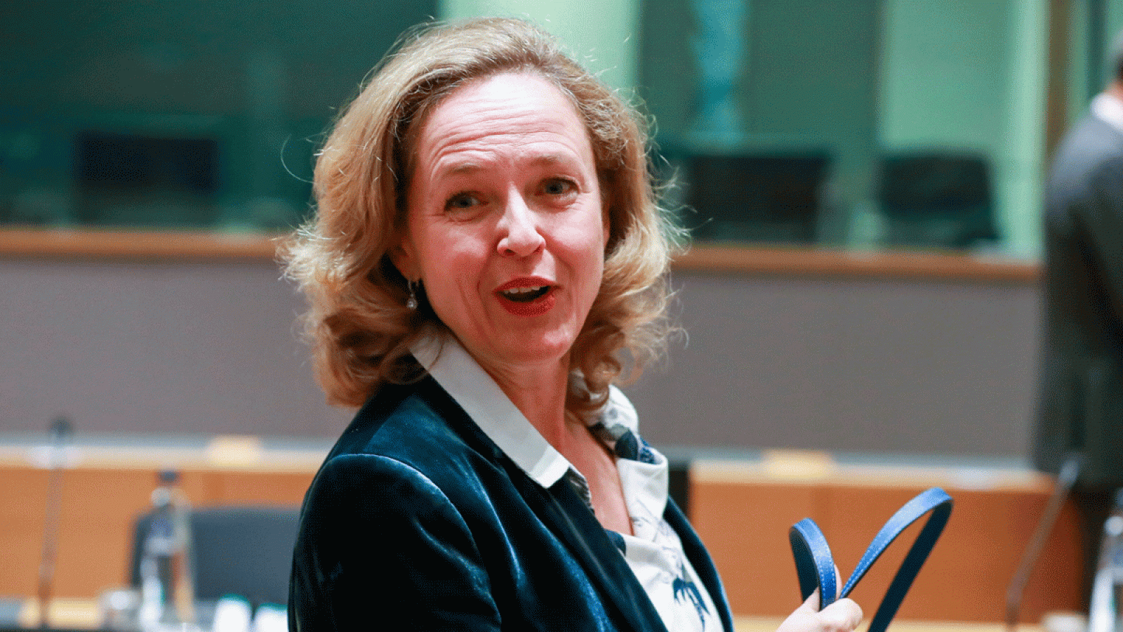 Nadia Calviño durante la reunión de ministros de Economía en Bruselas.