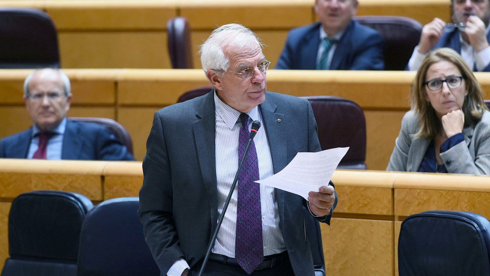 El ministro de Asuntos Exteriores, Josep Borrell, durante la sesión de control al Gobierno en el pleno del Senado