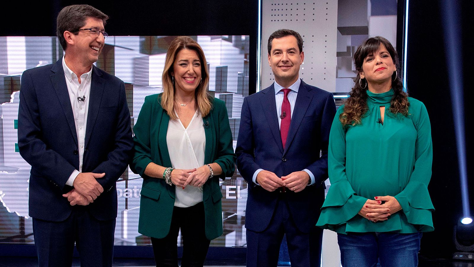Los candidatos electorales en Andalucía, en su primer debate de campaña.