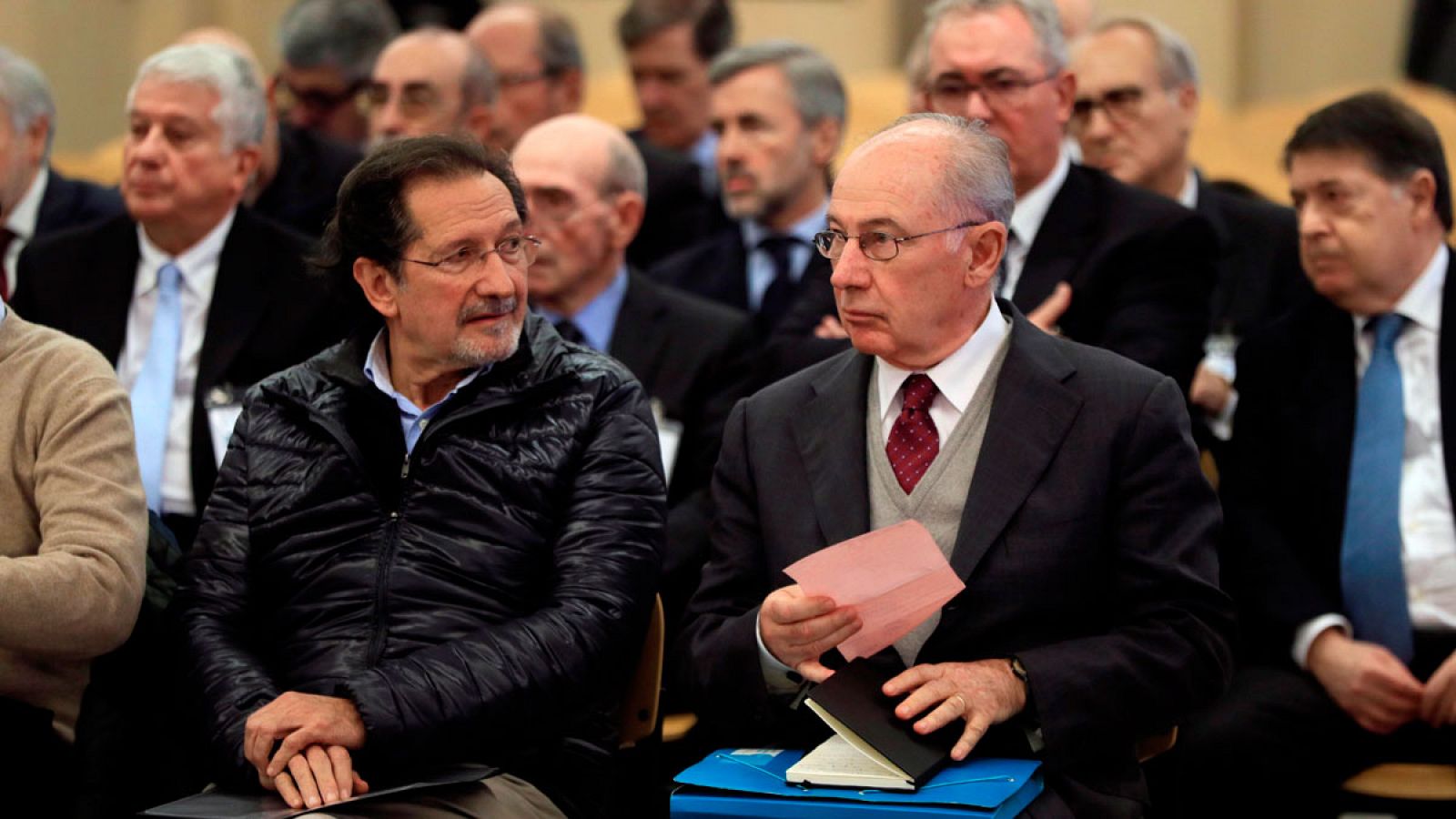 El expresidente de Bankia Rodrigo Rato junto al exconsejero de Caja Madrid José Antonio Moral Santín