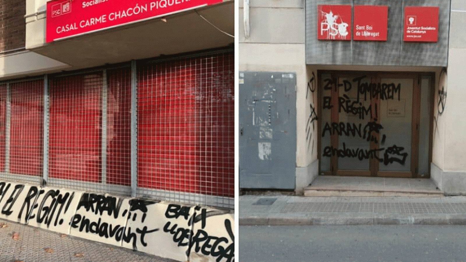 El PSC denuncia pintadas en 14 sedes