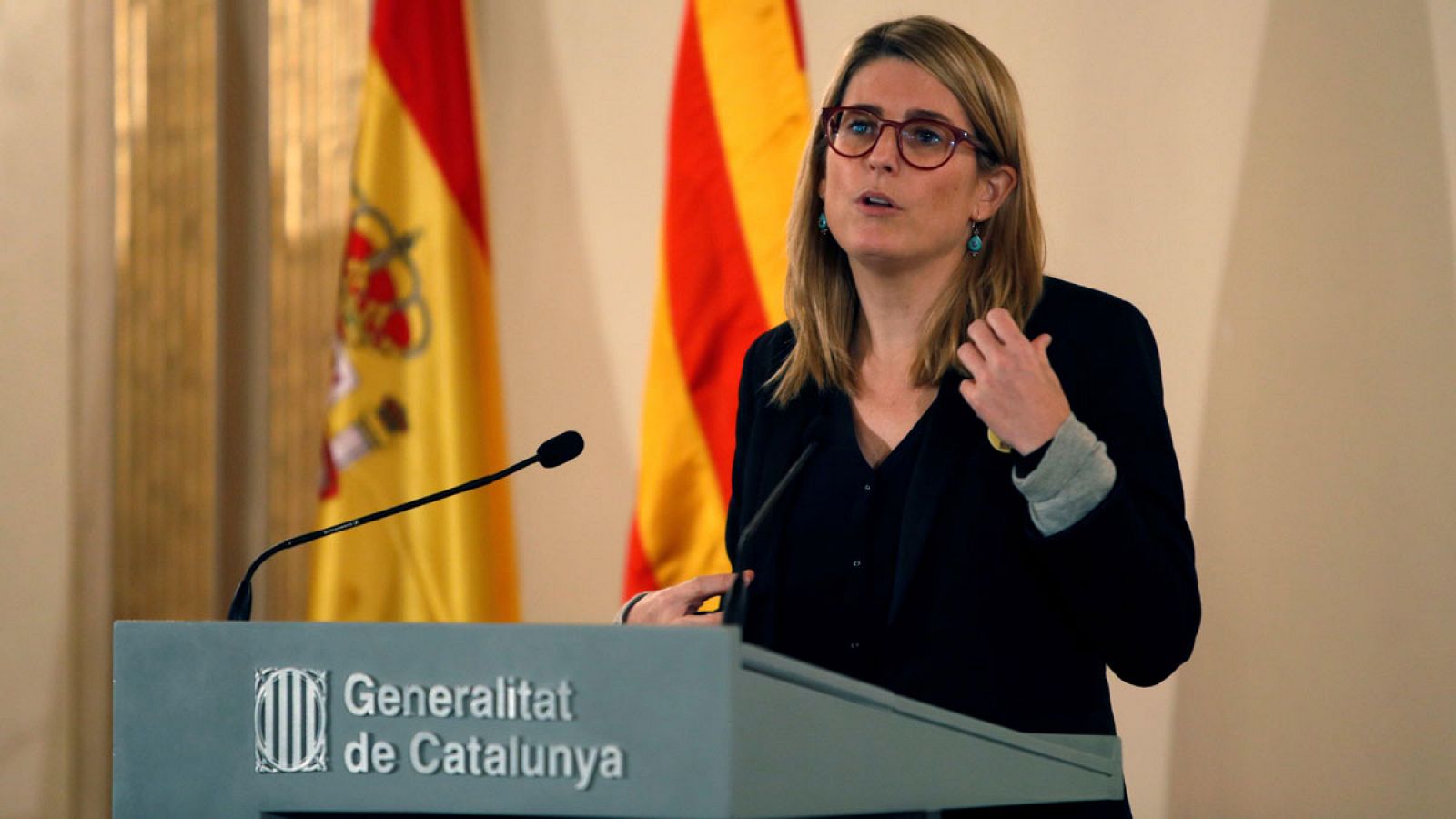 La consejera de Presidencia de la Generalitat, Elsa Artadi, en rueda de prensa